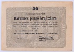 1849. 30kr Kossuth bankó dátumban -IKI sajtóhibával T:III / Hungary 1849. 30 Krajczár Kossuth banknote with -IKI typographical error in the date C:F Adamo G103h