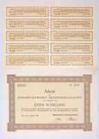 Ausztria / Bécs 1928. Edelmetallwerke Aktiengesellschaft részvény 10Sch-ról, szelvényekkel T:I- / Austria / Wien 1928. Edelmetallwerke Aktiengesellschaft share about 10 Schilling, with coupons C:AU