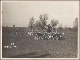 1930 Falkavadászatra készülve, Faragó újpesti fényképész riport felvétele, vintage fotó, 17x23 cm, k...