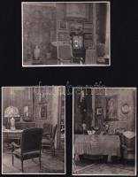 cca 1949-1961 Enteriőrök, lakásbelsők régi bútorokkal, 8 db fotó, 11x8,5 cm körüli méretben