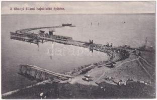 1911 Tihany, Állami hajó kikötő építése, munkások a Balaton partján. id. Weinwurm Antal kiadása (EK) (NAGYON RITKA!)