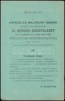 1900 Értesítő köpeczi és miklósvári gazdák segély-egyesületének 1900. évi működéséről. Bp., Bagó Már...