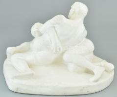 Ismeretlen művész, jelzés nélkül: Birkózók. Gipsz. Sérült. 36x32x23 cm
