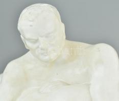 Ismeretlen művész, jelzés nélkül: Birkózók. Gipsz. Sérült. 36x32x23 cm