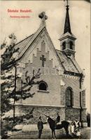 1909 Recsk, Barkóczy kastély kápolna, kisgyerek lovon (Rb)