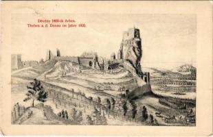 1909 Dévény, Theben a. d. Donau, Devín (Pozsony, Bratislava); vár az 1800. évben. Bediene dich allein / castle in 1800 (Rb)