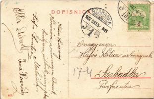 1907 Eszék, Osijek, Essegg; kikötő, MÁV 206-os számú uszály / port, barge (EK)