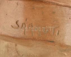 Sárkuti jelzéssel: ????????? (Nemirovka) 1943 Katonatiszt büsztje. Terakotta. Sérült. m: 45 cm