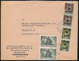 1946 (5. díjszabás) Budapest helyi levél 6 db bélyeggel / Local cover with 6 stamps