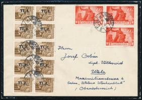 1946 (7. díjszabás) Levél 13 db bélyeggel Ausztriába / Cover with 13 stamps to Austria