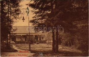 1907 Bártfa, Bártfafürdő, Bardejovské Kúpele, Bardiov, Bardejov; Részlet a Park Clubból. Pelcz Lipót kiadása / villa