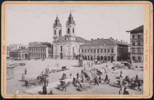 cca 1890 Arad, Tököly tér piac, sérült, hátul ragasztónyommal. Keményhátú fotó. 17x11 cm