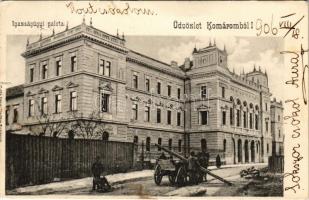 1906 Komárom, Komárnó; Igazságügyi palota, lovasszekér / palace of justice (szakadás / tear)