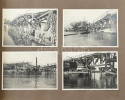 cca 1946 Komárom, Duna-híd újjáépítésének munkálatai a II. világháború után, a híd helyreállításának...