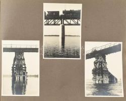 cca 1946 Komárom, Duna-híd újjáépítésének munkálatai a II. világháború után, a híd helyreállításának...