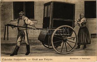 1908 Pöstyén, Pistyán, Piestany; Fürdőkocsi. Gipsz H. / Badewagen, Infanterist / spa carriage (EK)