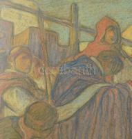 Udvary Géza (1872-1932): Szent István templomot alapít. Pasztell, ceruza, papír, jelzett. Hátoldalán...