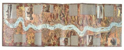 1913 Relief - Panorama des Rheines - színes litografált, dekoratív, kihajtható rajzos panorámakép a ...