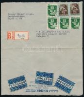 1945 (2. díjszabás) Ajánlott levél 6 db bélyeggel és 3 levélzáróval / Registered cover with 6 stamps and 3 labels