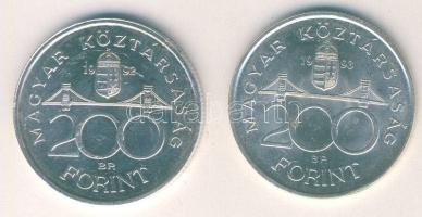 1992-93. 200Ft Ag "MNB" (2x) T:BU,2