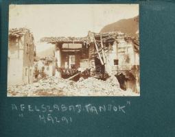 1915-1917 2 db feliratozott fotóalbum az olasz frontról, Isonzo és Tolmein környékéről, 111 fotóval ...