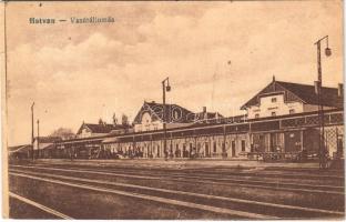 1918 Hatvan, vasútállomás, gőzmozdony, vonat. Vasúti levelezőlapárusítás 9159. (EB)