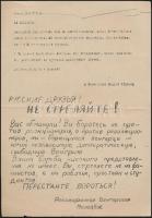 1956 Vegyes 1956-os röplapok, "Orvos Barátaink. Ne löjjetek!" orosz, és magyar nyelven; &q...