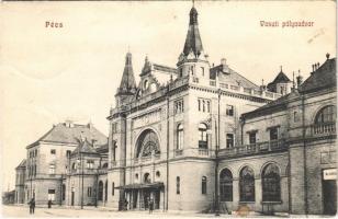 1908 Pécs, vasúti pályaudvar, vasútállomás, utcaseprő (fl)