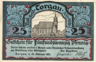 Német Birodalom/Weimari Köztársaság/ Torgau 1921. 5Pf + 10Pf + 25Pf + 50Pf 4klf db, teljes sor T:I