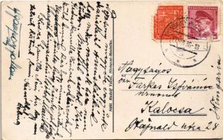 1936 Galgóc, Frasták, Hlohovec; Vág folyó és úszó vízi hajómalmok, híd. Rudolf Vacek kiadása / Váh r...