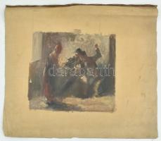 Bruck Miksa (1863-1920): Mulatozók. Olaj, vászon. Jelezve balra lent. Vakkeret nélkül. 22x24 cm / oil on canvas, signed.