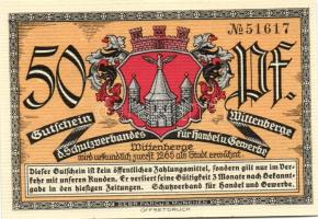 Német Birodalom/Weimari Köztársaság/ Wittenberge D.N. 50Pf(6x) 6klf db, teljes sor T:I