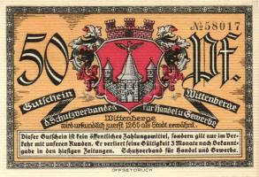 Német Birodalom/Weimari Köztársaság/ Wittenberge D.N. 50Pf(6x) 6klf db, teljes sor T:I