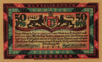 Német Birodalom/Weimari Köztársaság/ Oldenburg 1921. 50Pf(6x) 6klf db, teljes sor T:I