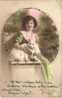 1914 Girl with cat (EK)