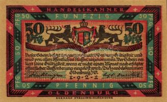 Német Birodalom/Weimari Köztársaság/ Oldenburg 1921. 50Pf(6x) 6klf db, teljes sor T:I