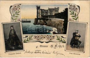 1912 Trieste, Trieszt; Miramar, Prinzessin Charlotte, Prinz Maximilian. Art Nouveau, floral (Rb)