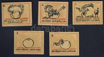 Német Birodalom/Weimari Köztársaság/ Lübeck 1921. 20Pf(5x) 5klf db, teljes sor T:I