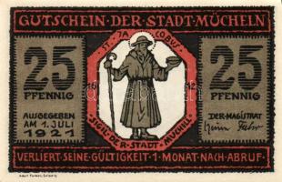 Német Birodalom/Weimari Köztársaság/ Mücheln 1921. 25Pf + 50Pf(3x) + 75Pf 5klf db, teljes sor T:I