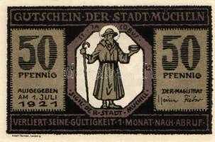 Német Birodalom/Weimari Köztársaság/ Mücheln 1921. 25Pf + 50Pf(3x) + 75Pf 5klf db, teljes sor T:I