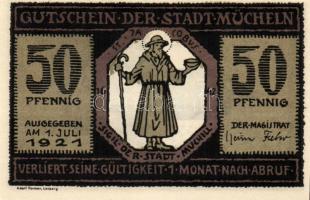 Német Birodalom/Weimari Köztársaság/ Mücheln 1921. 25Pf + 50Pf(3x) + 75Pf 5klf db, teljes sor T:I