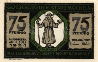 Német Birodalom/Weimari Köztársaság/ Mücheln 1921. 25Pf + 50Pf(3x) + 75Pf 5klf db, teljes sor T:I