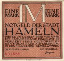 Német Birodalom/Weimari Köztársaság/ Hameln 1921. 25Pf + 50Pf + 75Pf + 1M 4klf db, teljes sor T:I