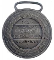 1928. "Ferencz Városi Torna Club" jelzett Ag emlékérem, hátlapon gravírozva "1928 Clu...
