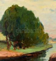 Csapó Jenő (1875-1954): Holland csatorna. Olaj, vászon, jelzett. Dekoratív, kissé sérült fa keretben...