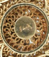 Arany (Au) Medál türkizekkel ékítve. Jelzett. (14k/br.3,9g)