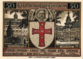 Német Birodalom/Weimari Köztársaság/ Eisenach 1922. 25Pf(2x) + 50Pf(2x) + 75Pf(2x) 6klf db, teljes s...