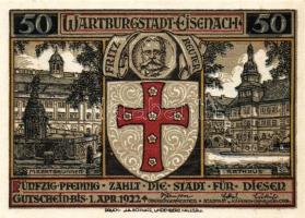 Német Birodalom/Weimari Köztársaság/ Eisenach 1922. 25Pf(2x) + 50Pf(2x) + 75Pf(2x) 6klf db, teljes s...