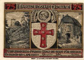 Német Birodalom/Weimari Köztársaság/ Eisenach 1922. 25Pf(2x) + 50Pf(2x) + 75Pf(2x) 6klf db, teljes s...