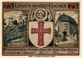 Német Birodalom/Weimari Köztársaság/ Eisenach 1922. 25Pf(2x) + 50Pf(2x) + 75Pf(2x) 6klf db, teljes s...